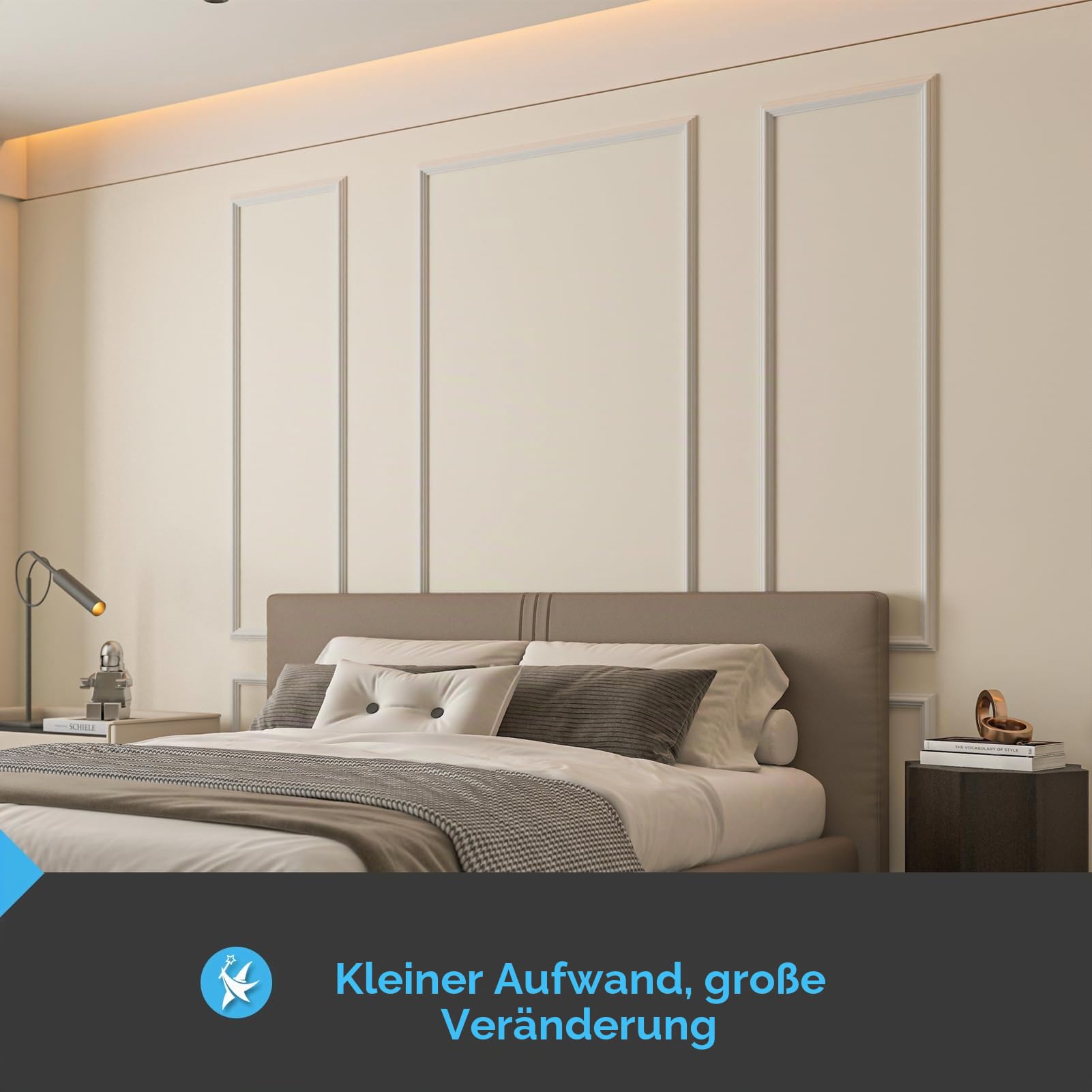 Art3d Vorgeschnittenes Wandform-Set, 6-teilig, fertig zum Zusammenbauen, für Innenwanddekoration, Wohnzimmer, Schlafzimmer, Akzentwand – installiert mit Klebstoff, 3 oben, 3 unten, 6 Stück
