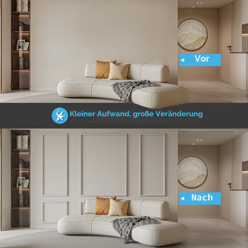 Art3d Vorgeschnittenes Wandform-Set, 6-teilig, fertig zum Zusammenbauen, für Innenwanddekoration, Wohnzimmer, Schlafzimmer, Akzentwand – installiert mit Klebstoff, 3 oben, 3 unten, 6 Stück