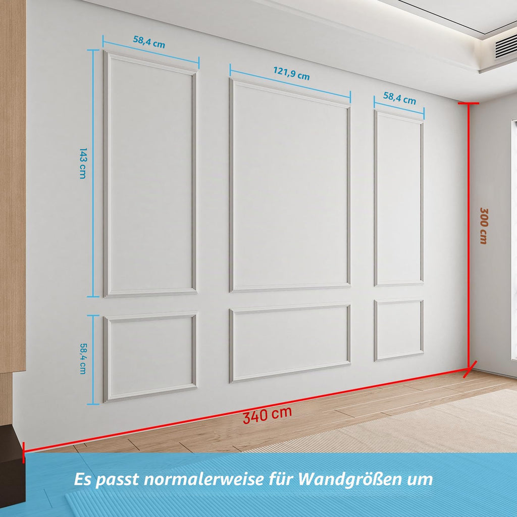Art3d Vorgeschnittenes Wandform-Set, 6-teilig, fertig zum Zusammenbauen, für Innenwanddekoration, Wohnzimmer, Schlafzimmer, Akzentwand – installiert mit Klebstoff, 3 oben, 3 unten, 6 Stück