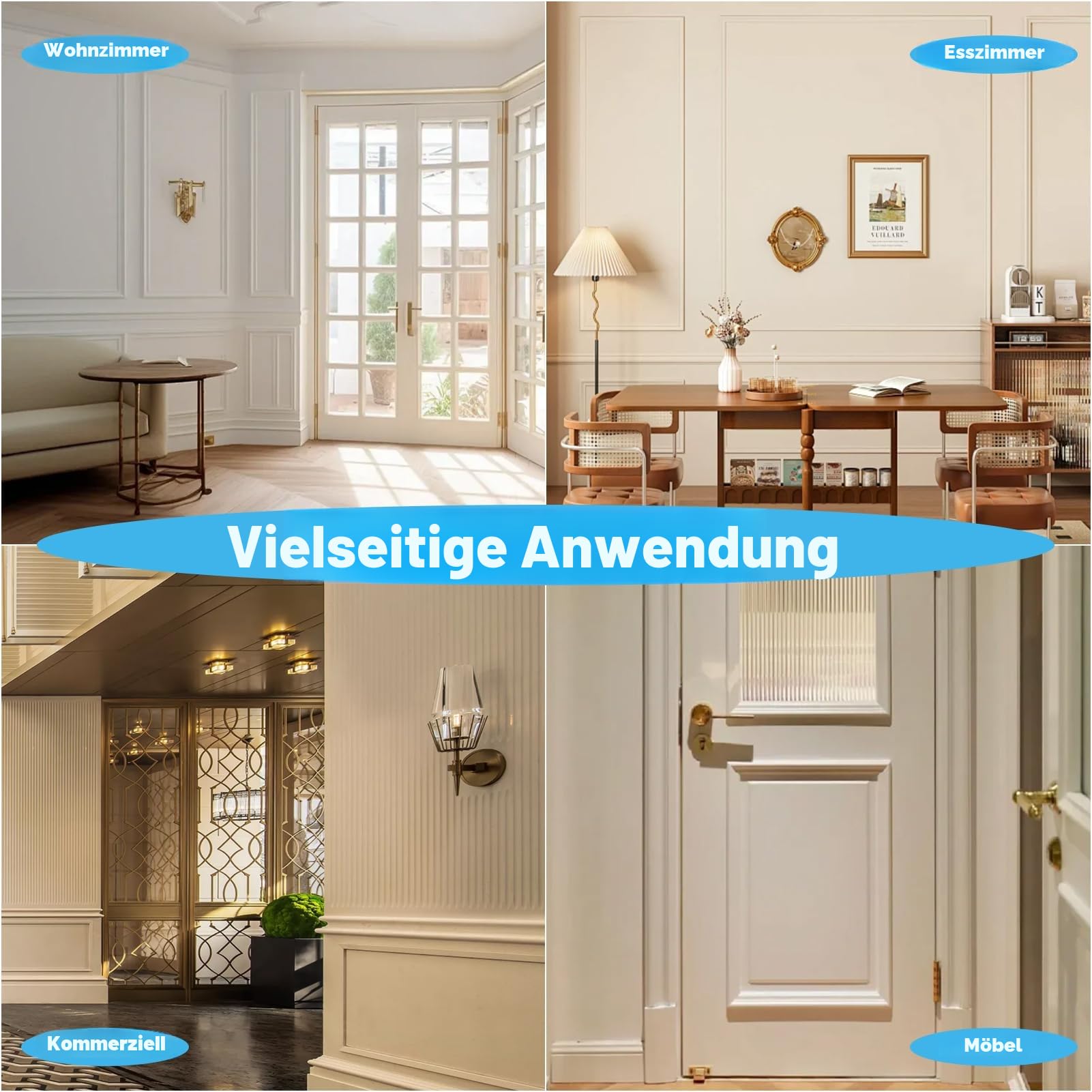 Art3d Vorgeschnittenes Wandform-Set, 6-teilig, fertig zum Zusammenbauen, für Innenwanddekoration, Wohnzimmer, Schlafzimmer, Akzentwand – installiert mit Klebstoff, 3 oben, 3 unten, 6 Stück